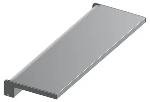 Keuco-Leuchte in schlichter, silberner Ausführung, rechteckige Form mit fixiertem Halter und einheitlicher Oberfläche, für Wandmontage geeignet.